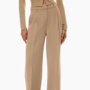 Aritzia The Effortless Pant Work Going Out Tan Beige High Waist Straight Wide 10